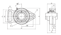 Two Bolt Rhombus Flanged Unit, Cast Housing, Set Screw, UCFA Type - Dimensions