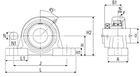 Ultra-Class Pillow Block Unit with Eccentric Locking Collar, High Base, JELP Type - Dimensions