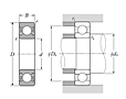 Single Row Radial Ball Bearing - Double Sealed (Non-Contact Rubber Seal) - Dimensions