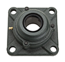 Four Bolt Square Flanged Unit, Cast Housing, Set Screw, Cast Dust Cover, Open End, UCF Type